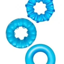 3 Cockrings étanche En TPR Bleu 4cm De Diamètre Extensible - Zahara