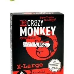 The Crazy Monkey 3 Préservatifs En Latex Lubrifié Rouge Taille XL Saveur Fraise - Crazy Monkey