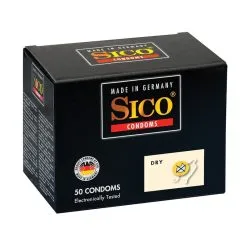 50 Préservatifs Transparents En Latex Non Lubrifiés Avec Réservoir DRY - Sico