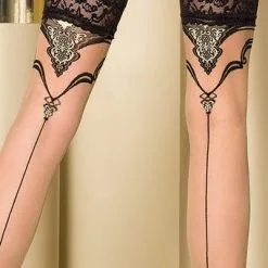 Passion Bas Et Collants Bas Auto-fixants Couture Sexy En Lycra Beige Jarretière Dentelle ST109 - Passion -LINGERIES Soldes bas auto fixants couture sexy en lycra beige jarretiere dentelle st109 passion only love 35061793489076