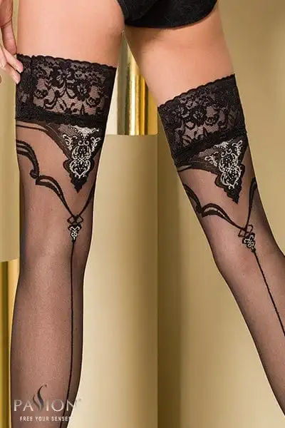 Passion Bas Et Collants Bas Sexy Noir Autofixants Jarretière Large En Dentelle Doublée ST108 - Passion 2 Passion Bas Et Collants Bas Sexy Noir Autofixants Jarretière Large En Dentelle Doublée ST108 - Passion – Image 2