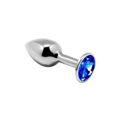 Bijou Intime En Zinc Extra Lisse Avec Strass Bleu Taille S 6,3cm - Alive
