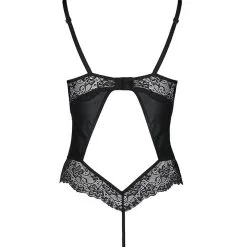 Passion Lingerie Body Dos Nu Coquin Réglable En Faux Cuir Et Dentelle Noire Loona - Passion -LINGERIES Soldes body dos nu coquin reglable en faux cuir et dentelle noire loona passion only love 34542422458548