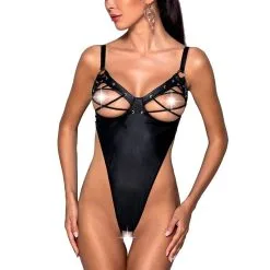 Passion Lingerie Body érotique Lacé Style Fetish Seins Et Sexe Apparents Céline - Passion