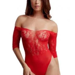 Le Desir Body Très Sexy Fendu En Résille Rouge Et Strass Taille Unique - Le Désir