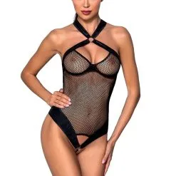 Passion Lingerie Body String Ficelle Sexy Pour Femme En Résille Noir Amanda - Passion