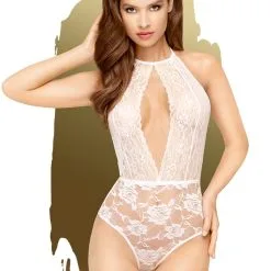 Body Sexy En Dentelle Blanche Décolleté Plongeant Et Dos Nu Powder - Penthouse