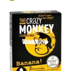 The Crazy Monkey Boîte De 3 Préservatifs En Latex Lisse Jaune Parfum Banane - Crazy Monkey