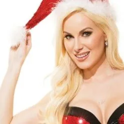 Bonnet De Mère-Noël Sexy Brodé De Sequins Rouge Santa - Coquette