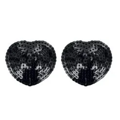 Caches Tétons Auto-adhésifs Réutilisables En Forme De Pétale Noire Sequin - Paris Hollywood