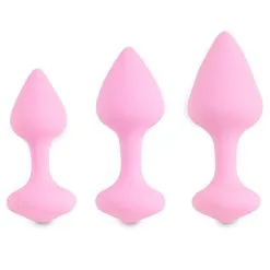 Coffret 3 Plugs Anal Hommes Et Femmes En Silicone Bibi Rose - Feelztoys