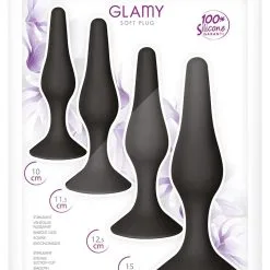Coffret 4 Plug Anal En Silicone Tailles Différentes Solo Ou En Couple - Glamy -LINGERIES Soldes coffret 4 soft plugs glamy only love 34041587269812