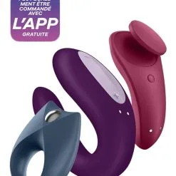 Coffret Partner Box 3 Cockring + Vibro Couple + Stimulateur Clitoridien - Satisfyer