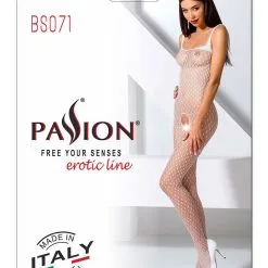Passion Bodystockings Collant Combinaison Intégrale Blanche En Résille BS071 TU - Passion