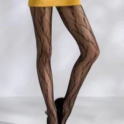Passion Bas Et Collants Paire De Collants En Résille Noire à Mailles Fantaisie TI046 - Passion Lingerie