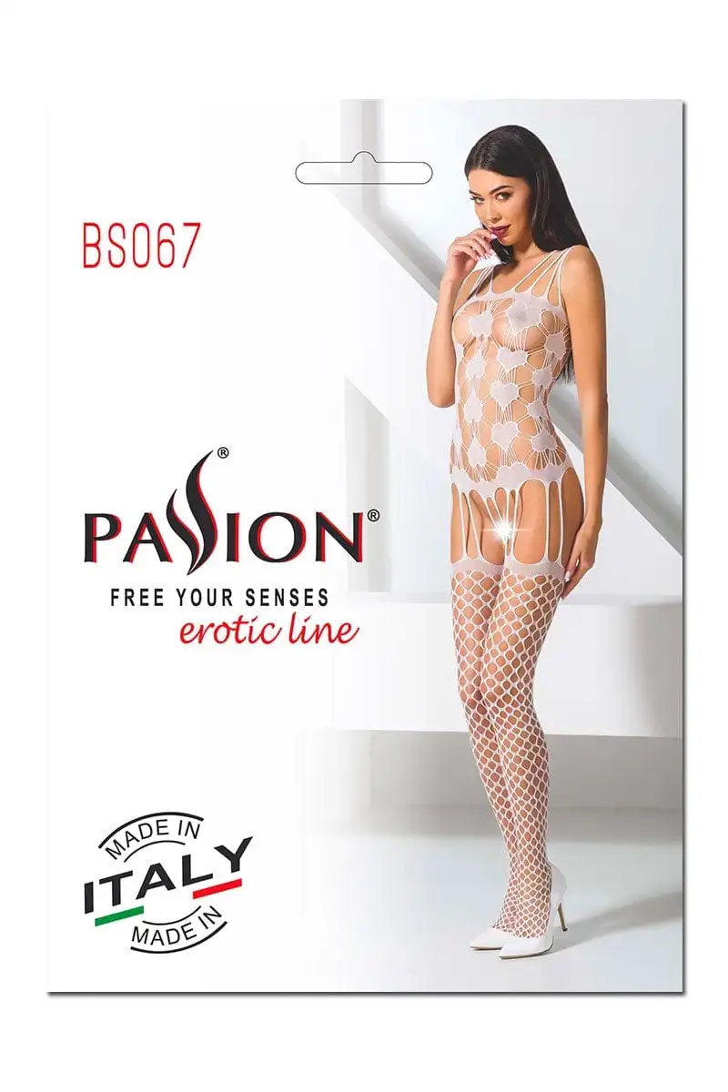 Passion Bodystockings Combi Sexy En Maille Extensible Blanche Avec Motifs Coeurs BS067 - Passion 2 Passion Bodystockings Combi Sexy En Maille Extensible Blanche Avec Motifs Coeurs BS067 - Passion – Image 2