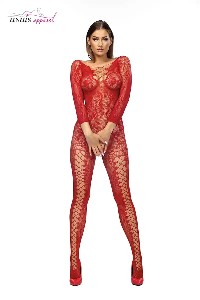 Combinaison Entière En Résille Rouge à Motif Très Sexy Mirabella - Anaïs 1 Combinaison Entière En Résille Rouge à Motif Très Sexy Mirabella - Anaïs