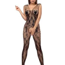 Combinaison Entrejambe Ouvert En Résille Noire Fantaisie Jadis Noir - Anaïs