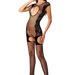 Passion Bodystockings Combinaison GuĂȘpiĂšre Sexy RĂ©sille DĂ©colletĂ© O Taille Unique BS082 - Passion