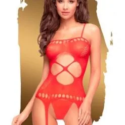 Combinaison Sexy Porte-jarretelles Hot Nightfall Rouge - Penthouse