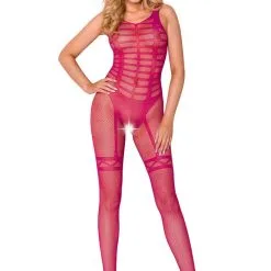 Combinaison Ouverte En Résille Fuchsia CA005 Taille Unique - Casmir