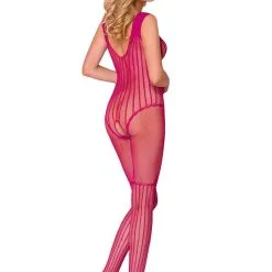 Combinaison Ouverte Fuschia En Résille CA006 Taille Unique - Casmir