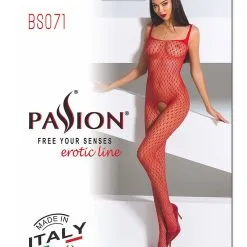 Passion Bodystockings Combinaison Ouverte Très Sexy Rouge Collant Intégral BS071 TU - Passion