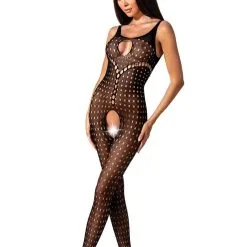 Passion Bodystockings Combinaison Noire Avec Fente Ouverte En Résille Noire BS078 TU - Passion