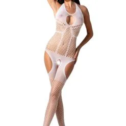 Passion Bodystockings Combinaison Résille Collant Intégral Blanc BS079 Taille Unique - Passion