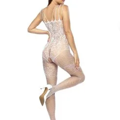 Combinaison Résille Sexy Ouverte Entre-jambe Chrystelle Blanc - Anaïs