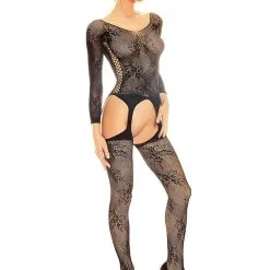 Combinaison Sexy à Manches Longues Et Dos Nu En Résille Noire Onixx - Anaïs