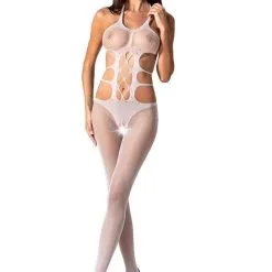 Passion Bodystockings Combinaison Body Ouvert En Résille Blanche Seins Opaques BS084 - Passion
