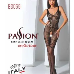 Passion Bodystockings Combinaison Sexy En Résille Noire Avec Fente Partie Intime BS069 - Passion