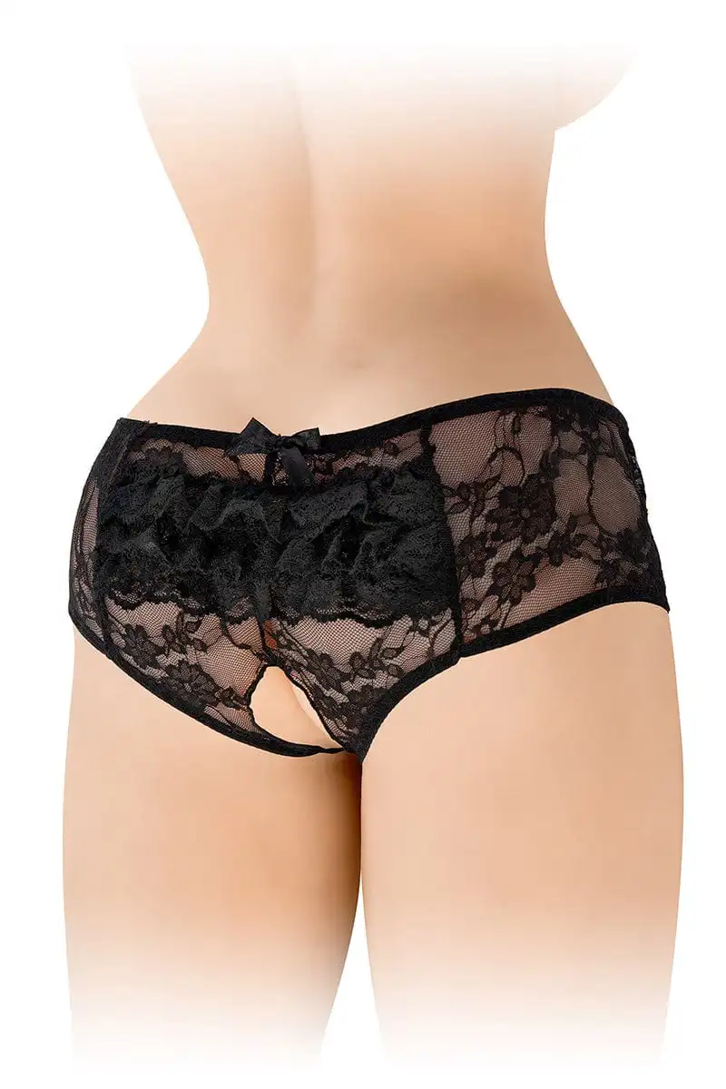 Culotte Ouverte Noire Amanda Finition Dentelle Taille Unique - Fashion Secret 2 Culotte Ouverte Noire Amanda Finition Dentelle Taille Unique - Fashion Secret – Image 2