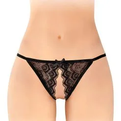 Culotte Ouverte Noire Zoé Finition En Dentelle Taille Unique - Fashion Secret