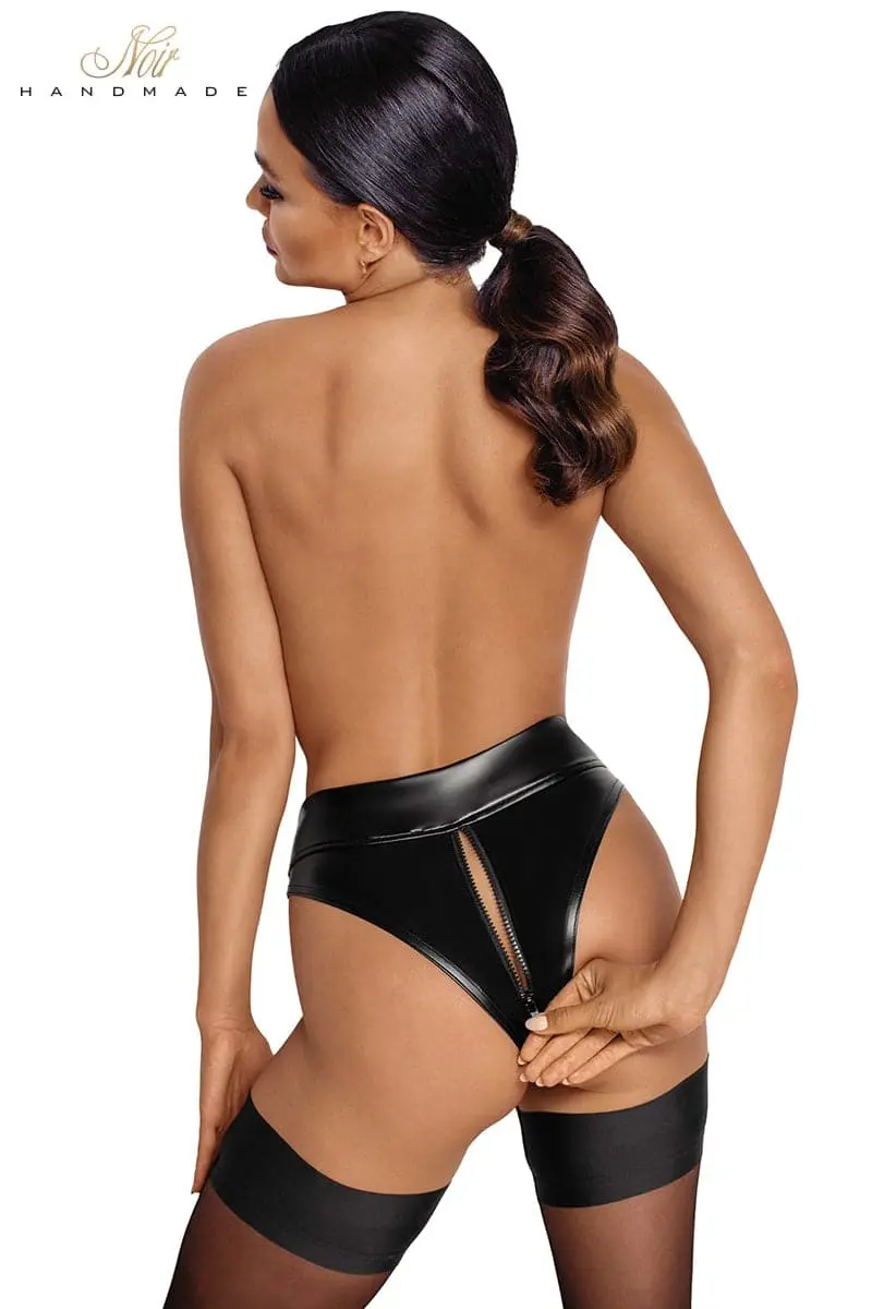 Noir Handmade Culotte Tanga Zipée En Wetlook Type BDSM F260 - Noir Handamde 2 Noir Handmade Culotte Tanga Zipée En Wetlook Type BDSM F260 - Noir Handamde – Image 2