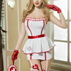 Déguisement Infirmière Sexy En Nylon Et Résille 8 Pièces - Paris Hollywood