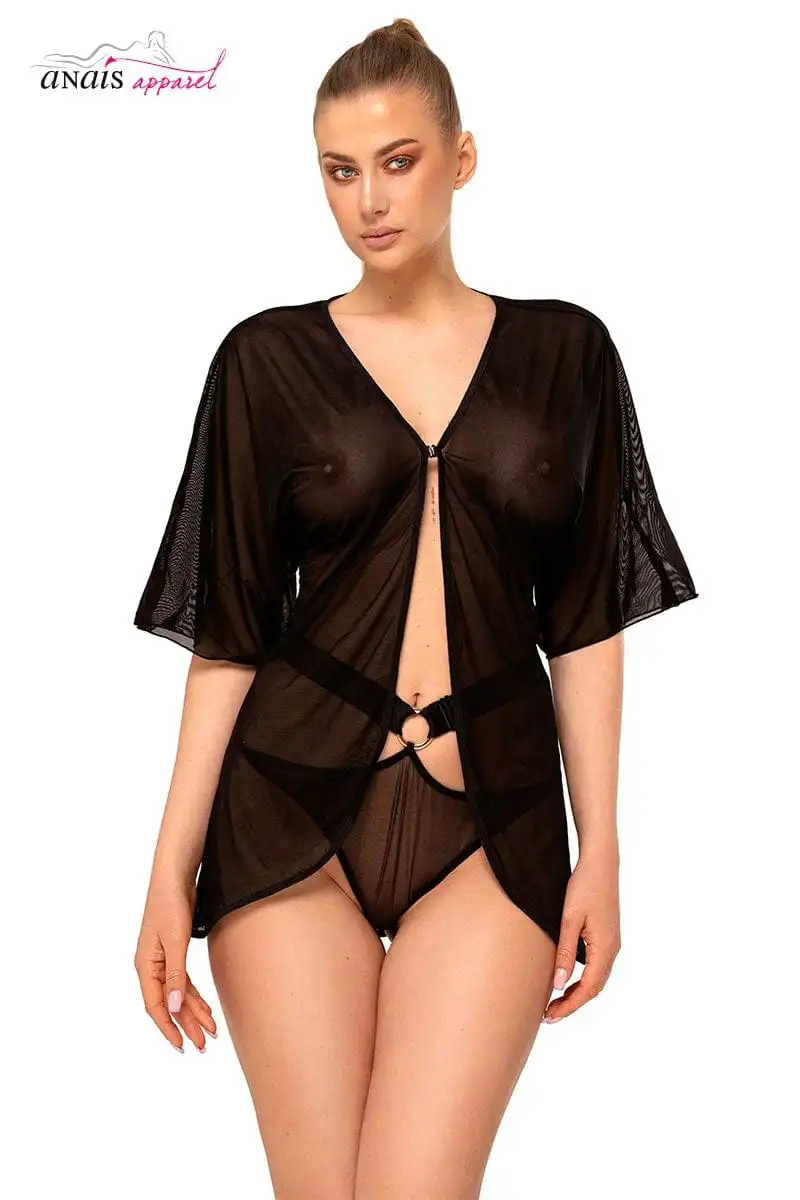 Déshabillé Sexy Pour Femme à Manche Courte En Tulle Velo - Anaïs 3 Déshabillé Sexy Pour Femme à Manche Courte En Tulle Velo - Anaïs – Image 3