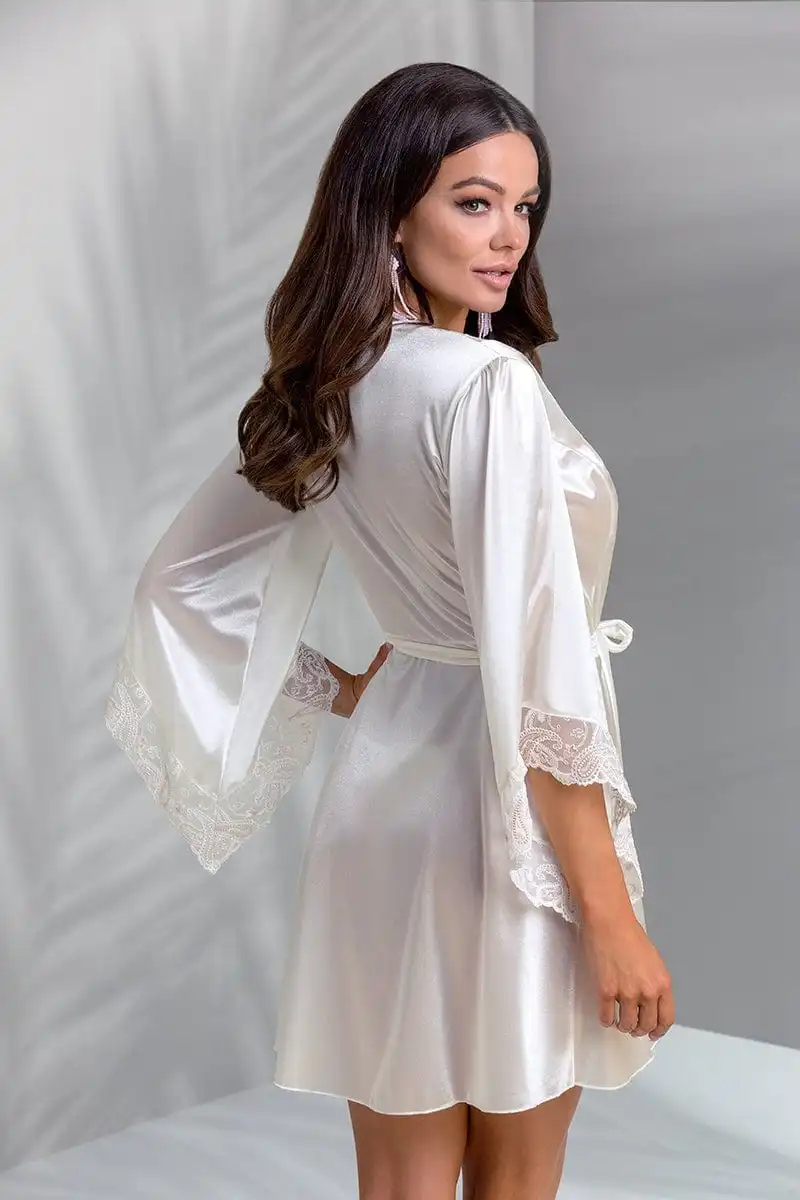 Peignoir Satiné Bordé De Tulle Motif Cachemire + String Inoe - Casmir 2 Peignoir Satiné Bordé De Tulle Motif Cachemire + String Inoe - Casmir – Image 2