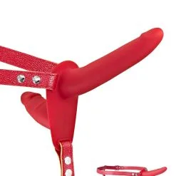 Double Gode Ceinture Internet Et Externe Avec Ceinture Rouge - Fetish Tentation