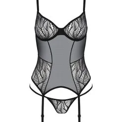 Passion Lingerie Ensemble Guêpière Transparente Et String Leafa - Passion ECO Collection -LINGERIES Soldes ensemble guepiere transparente et string leafa passion eco collection only love 34098079170740