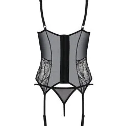 Passion Lingerie Ensemble Guêpière Transparente Et String Leafa - Passion ECO Collection -LINGERIES Soldes ensemble guepiere transparente et string leafa passion eco collection only love 34098079498420