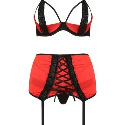 Passion Lingerie Ensemble Lingerie Sexy à Jarretelles Rouge Et Noir Femmina - Passion -LINGERIES Soldes ensemble lingerie sexy a jarretelles rouge et noir femmina passion only love 39800359125305