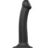 Godemiché Silicone Noir Dual-density Noir Taille M 18cm - Strap-On-Me