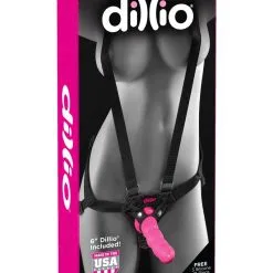 Harnais à Bretelles Pour Femme + Gode En PVC Rose 15.2cm Insérables Dillio - Pipedream