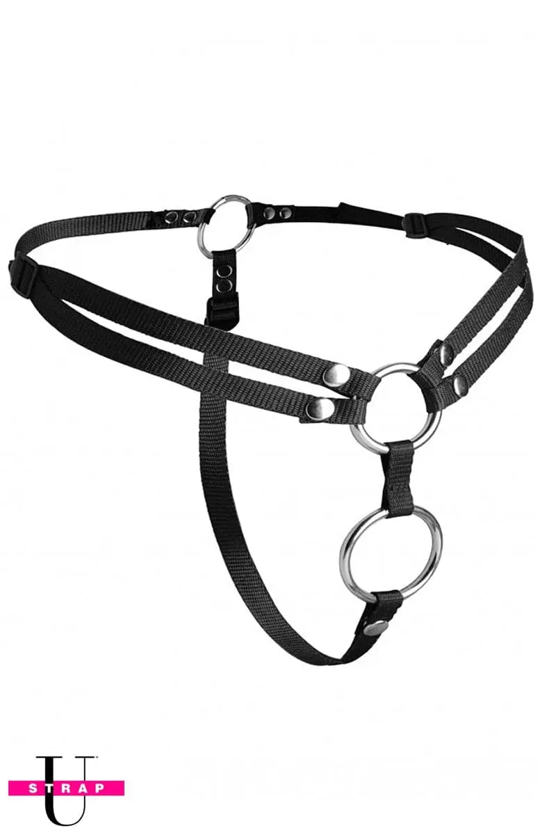 Harnais Gode Ceinture 2 Anneaux Pour La Double Pénétration - XR Brands 1 Harnais Gode Ceinture 2 Anneaux Pour La Double Pénétration - XR Brands