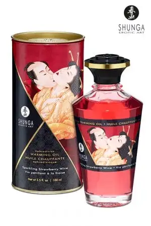 Huile Chauffante Comestible Saveur Vin Pétillant Fraise - Shunga 1 Huile Chauffante Comestible Saveur Vin Pétillant Fraise - Shunga
