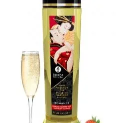 Huile De Massage Intime Pour Couple Parfum Fraise & Vin Pétillant - Shunga