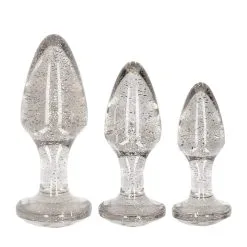 Kit 3 Butt Plug Pailletés Argentés En Acrylique Pour Plaisir Anal Unisexe - Ouch!