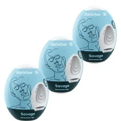 Lot De 3 Masturbateurs Pour Hommes Eggs Savage 7 X 5 Cm - Satisfyer